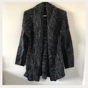 ⭐️NWOT Dex Faux Leather Sleeve Open Cardigan